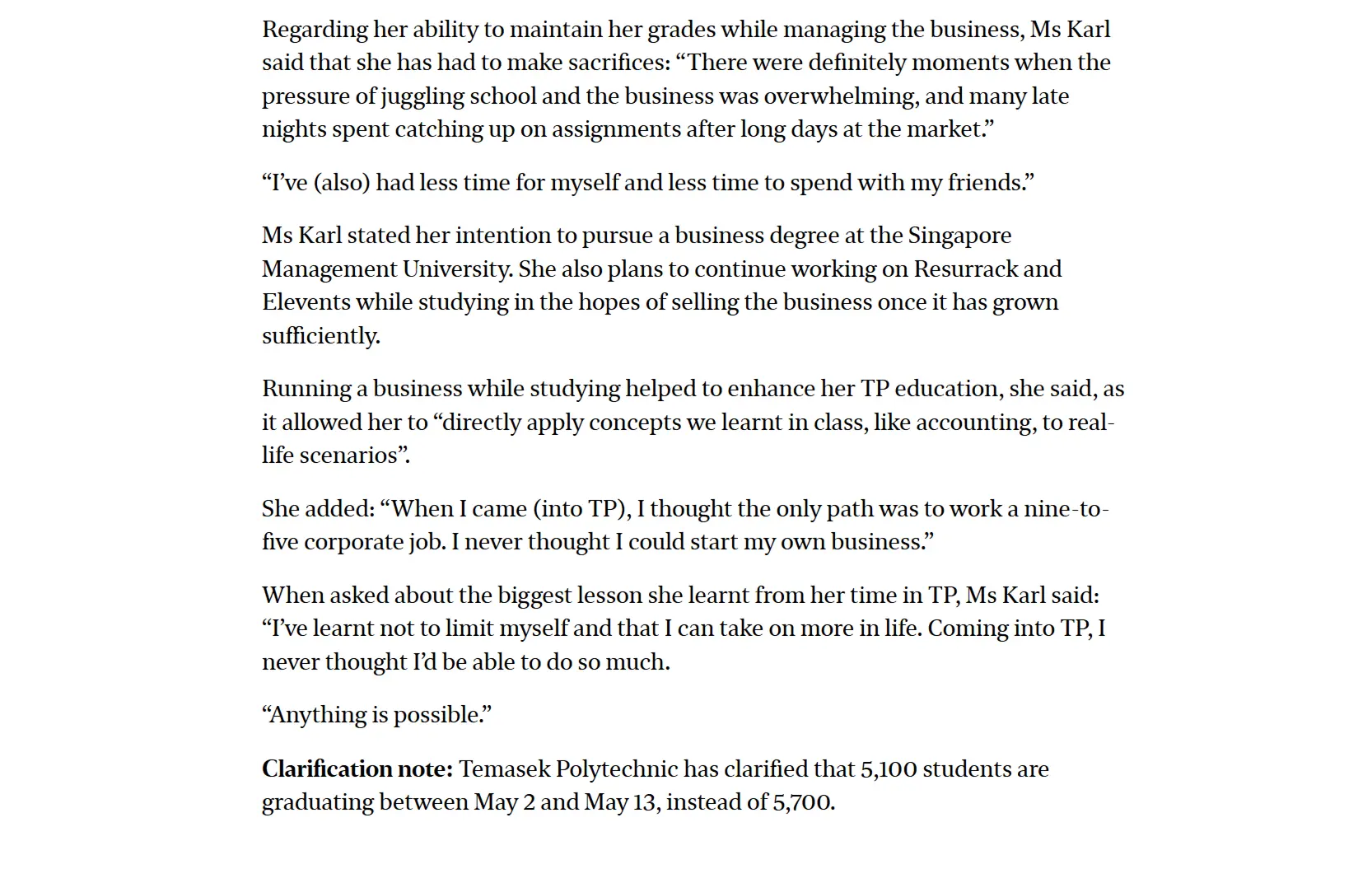 TP business course valedictorian makes sacrifices to juggle studies, running popular flea market