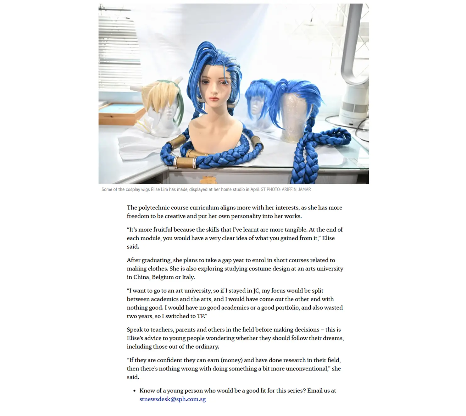 IP student who quit JC to study fashion now a cosplay influencer on TikTok