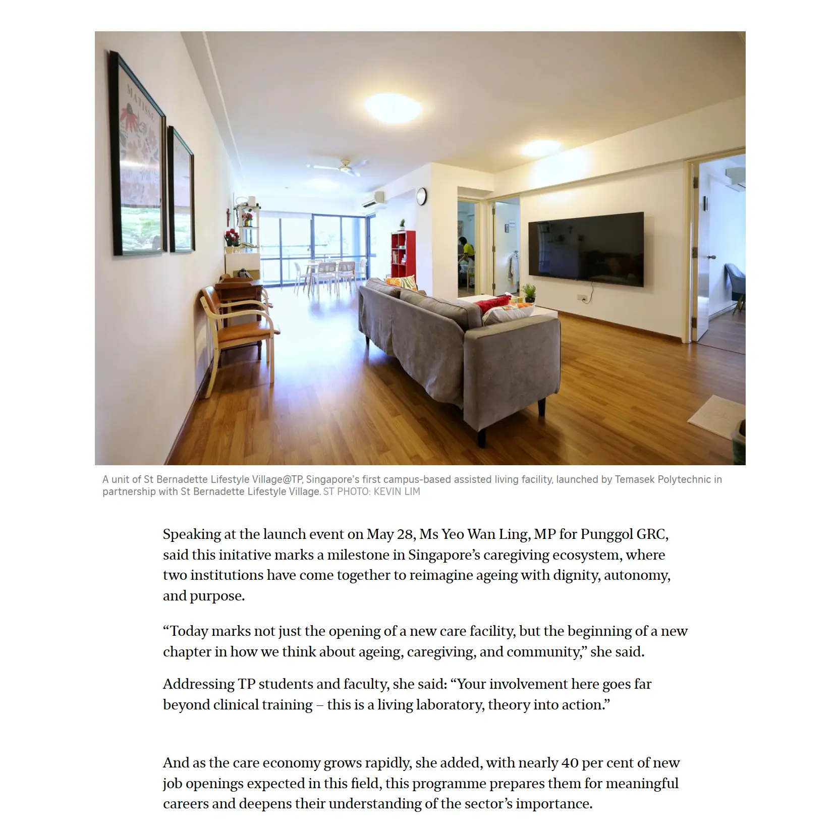 New residence at Temasek Polytechnic brings eldercare closer to students