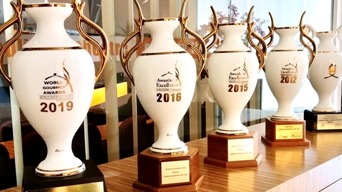 trophies from various challenges and competitions