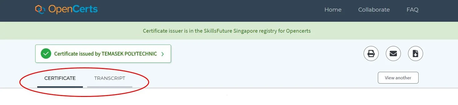 Step 4: elevant tabs to view your e-certificate and e-transcript.